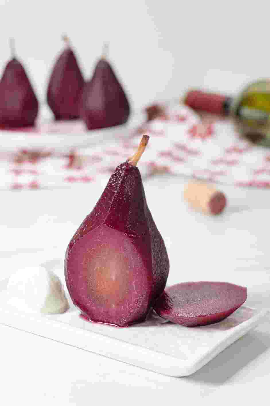 Poached Pears in Red Wine Recipe: Serve warm or cold with whipped cream or vanilla ice cream.