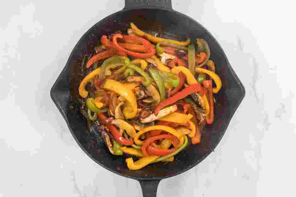 Vegetarian Fajitas Recipe: 
Add the mushrooms and cook until the mushrooms are tender, about 4-5 minutes.