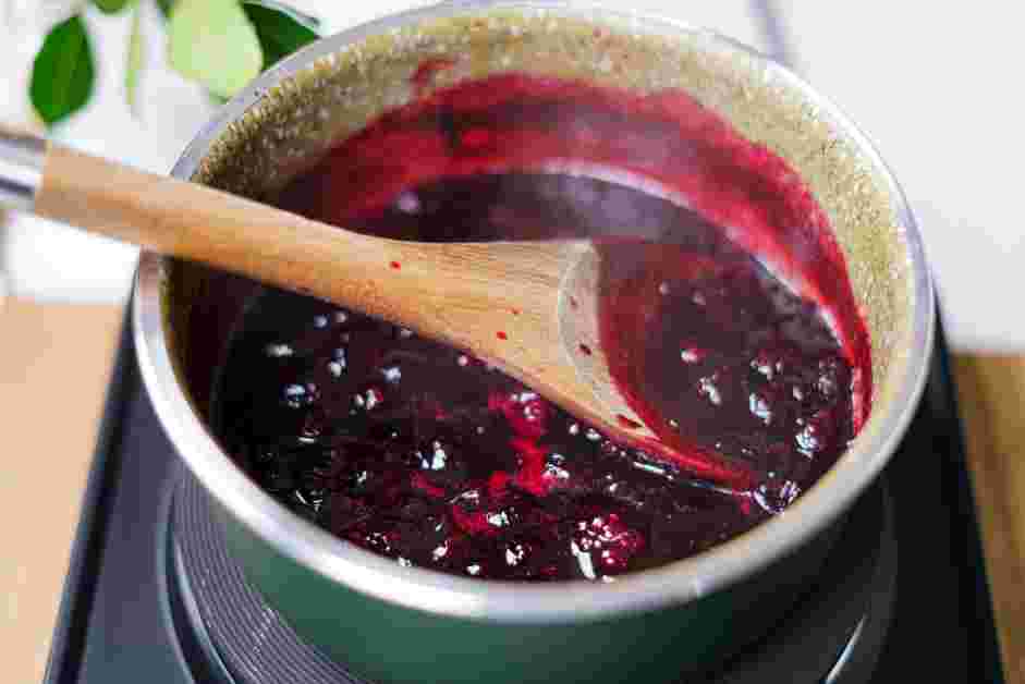 Blueberry Crepes Recipe: Continue to stir while cooking, mashing the blueberries with a wooden spoon or a heat-proof spatula to help produce the sauce.