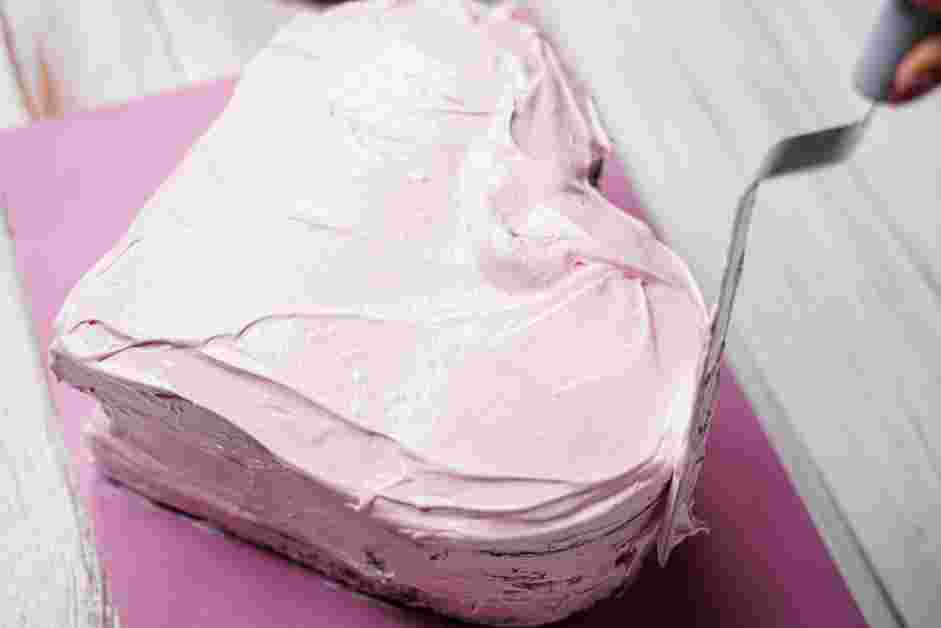 Heart Shape Cake Recipe: 
Remove the cake from the freezer and completely frost the cake with buttercream.