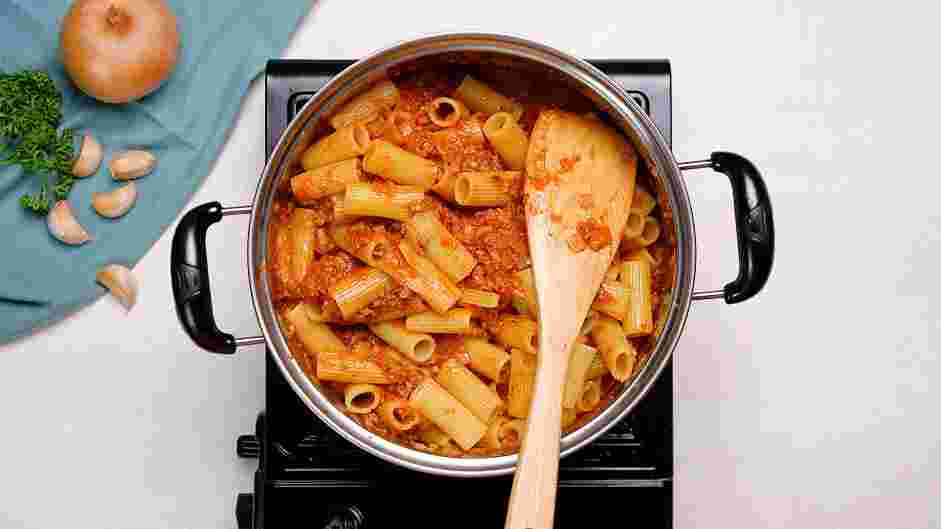 Rigatoni Bolognese Recipe: 
Taste the sauce to adjust for seasoning.