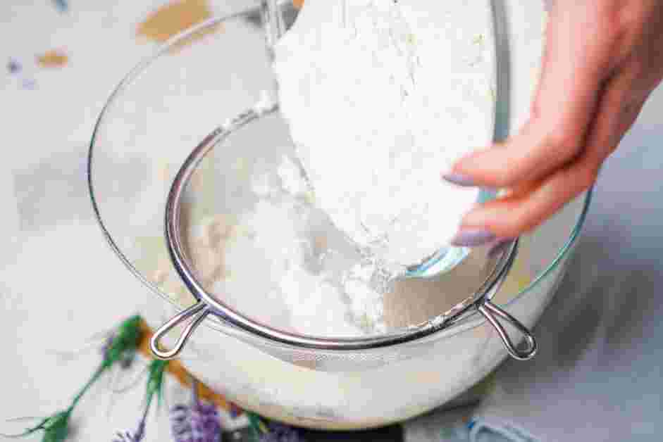 Lavender Shortbread Recipe: Sift together flour, corn starch, baking powder and salt over the butter mixture.