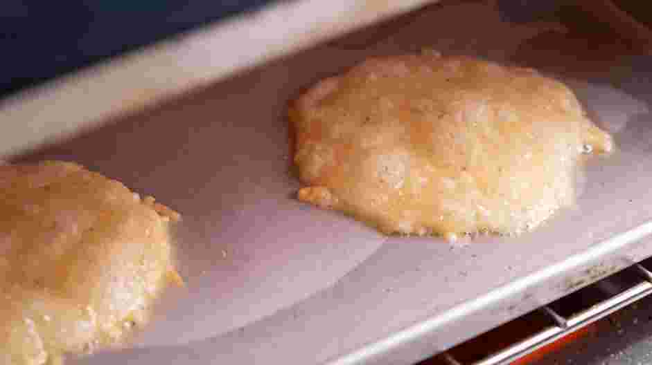 Parmesan Cheese Crisps Recipe: 
Bake for 3-5 minutes or until the cheese is lightly browned and bubbly.