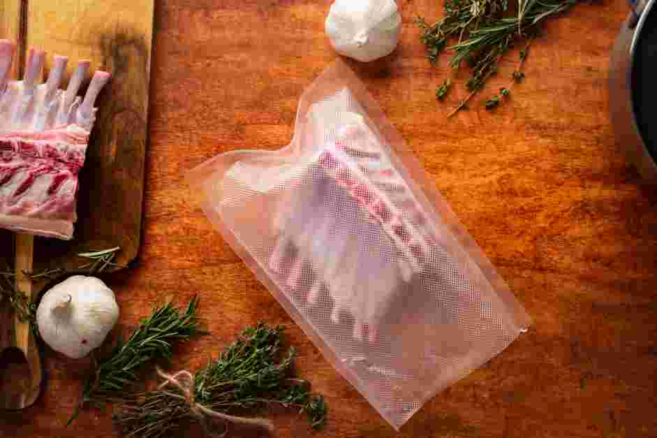 Sous Vide Lamb Chops Recipe:
Heat the sous vide water bath to 132°F.