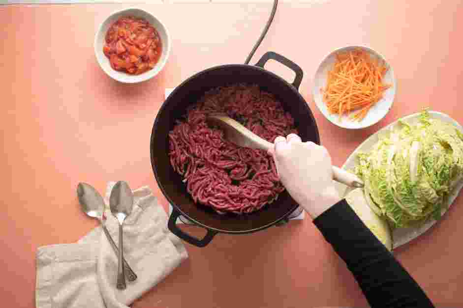 Stuffed Cabbage Soup Recipe:
In a large Dutch oven or a heavy-bottomed pot, heat the avocado or olive oil over medium-high heat.