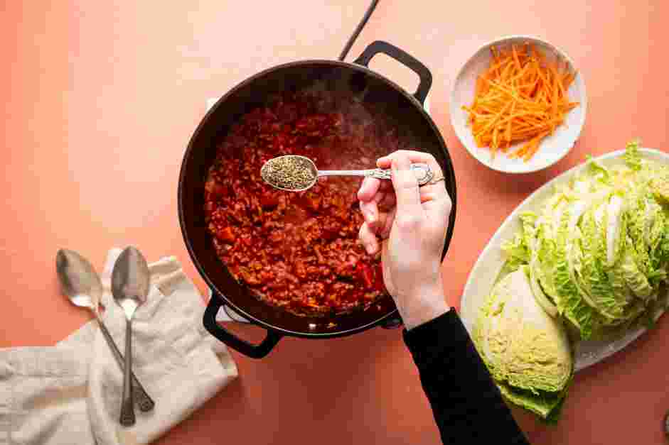 Stuffed Cabbage Soup Recipe: 
Stir in thyme, paprika and Worcestershire sauce.