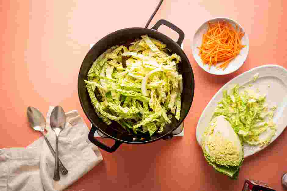 Stuffed Cabbage Soup Recipe: 
Stir in the green cabbage, chicken stock and rice.