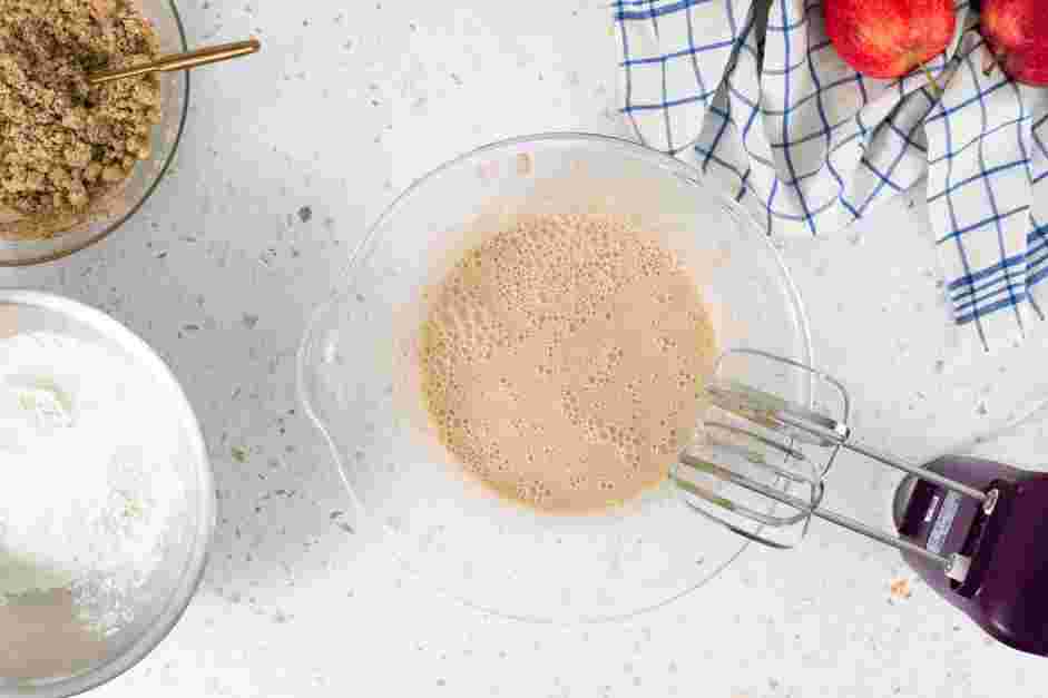 Apple Crumble Cake Recipe:
Add the sour cream, milk and vanilla.