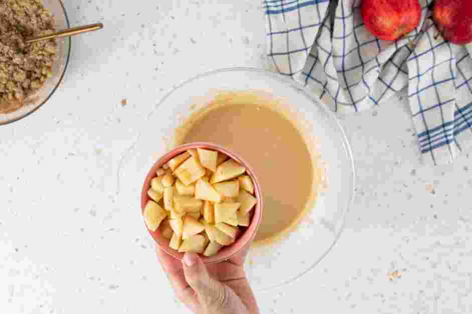 Apple Crumble Cake Recipe: 
Fold in chopped apples.