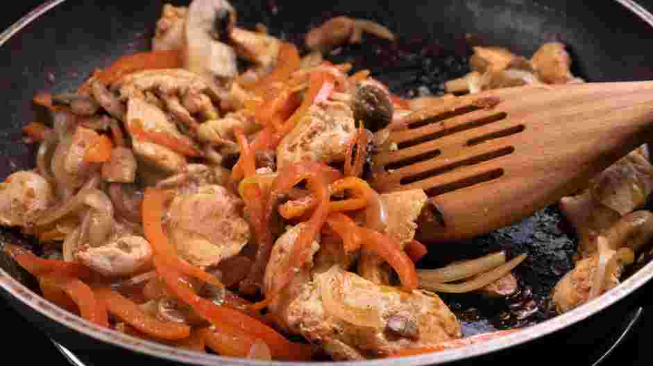 Chicken Cheesesteak Recipe: 
Add the reserved cooked vegetables back into pan.