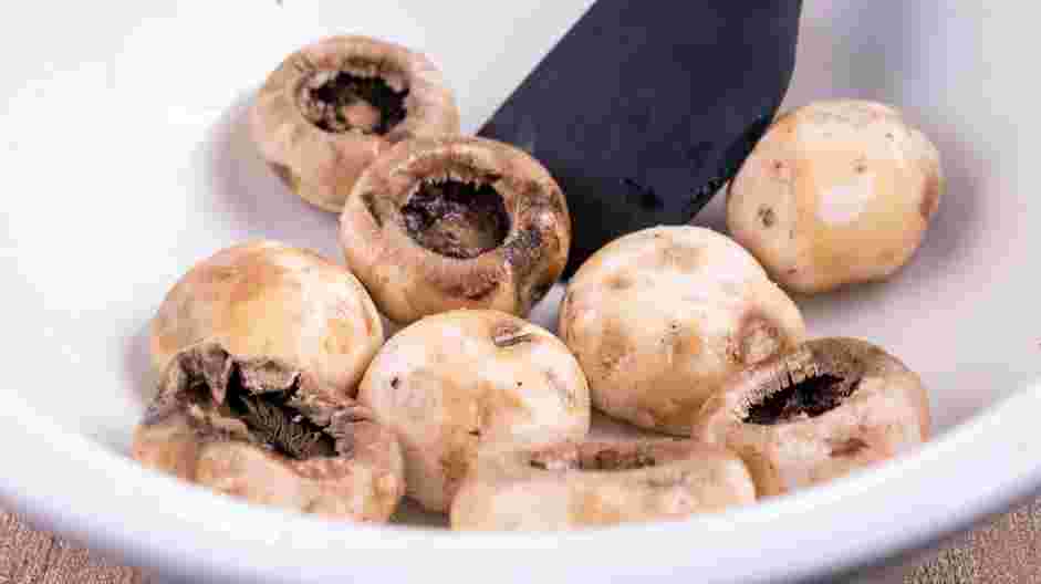 Cream Cheese Stuffed Mushrooms Recipe: 
In a bowl, toss the stemmed mushrooms with olive oil and &frac12; teaspoon of sea salt.