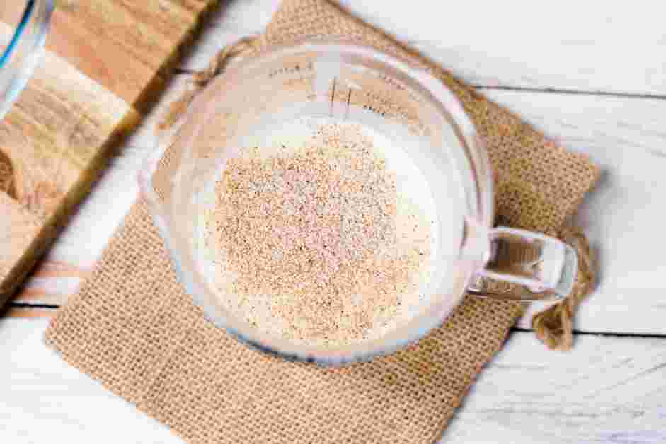 Gluten Free Cinnamon Rolls Recipe:
In a measuring cup, whisk together the remaining milk, egg and psyllium husk powder.