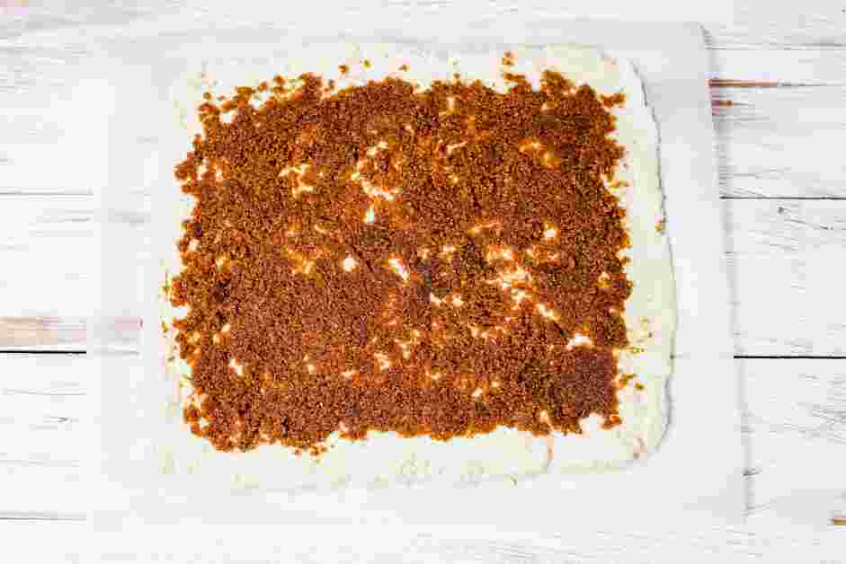 Gluten Free Cinnamon Rolls Recipe:
Evenly spread the cinnamon sugar filling over the whole dough except a ½ inch border at the farthest edge of the dough (to seal the dough later).