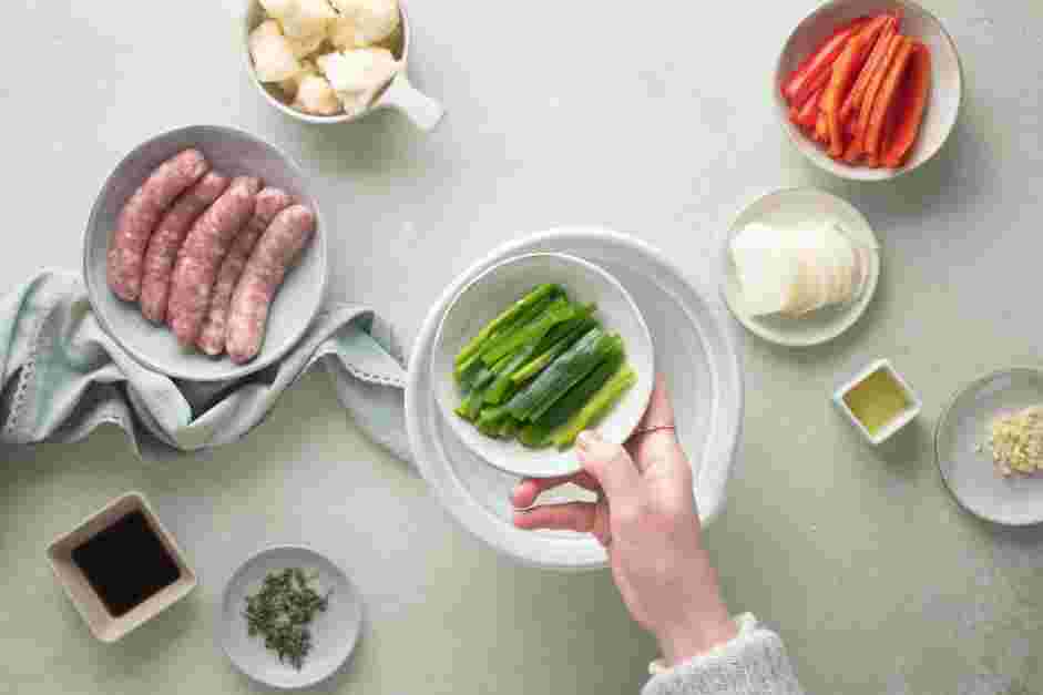 Sheet Pan Sausage and Veggies Recipe: Preheat oven to 400°F.