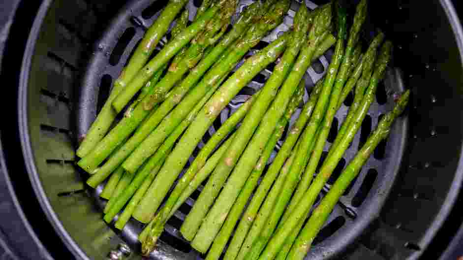 Air Fryer Asparagus Recipe: 
Place the asparagus spears in a single layer in the air fryer basket.