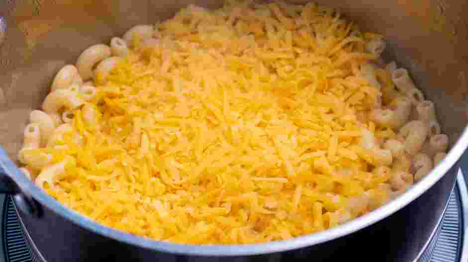 One Pot Mac and Cheese Recipe: Turn off the heat and add the shredded cheese and butter.