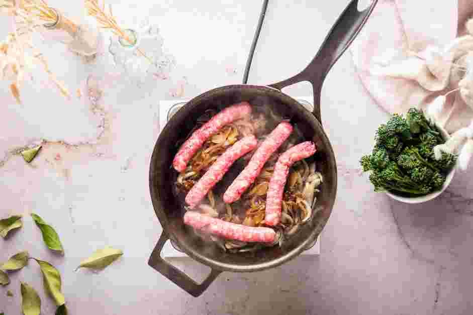 Sausage Rigatoni Recipe: Add the sweet Italian sausage and break it up with a tong or a wooden spoon.