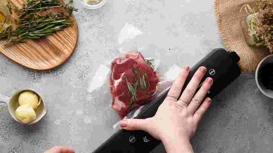 Sous Vide Filet Mignon Recipe: Use a vacuum sealer to remove the air and seal the bag.