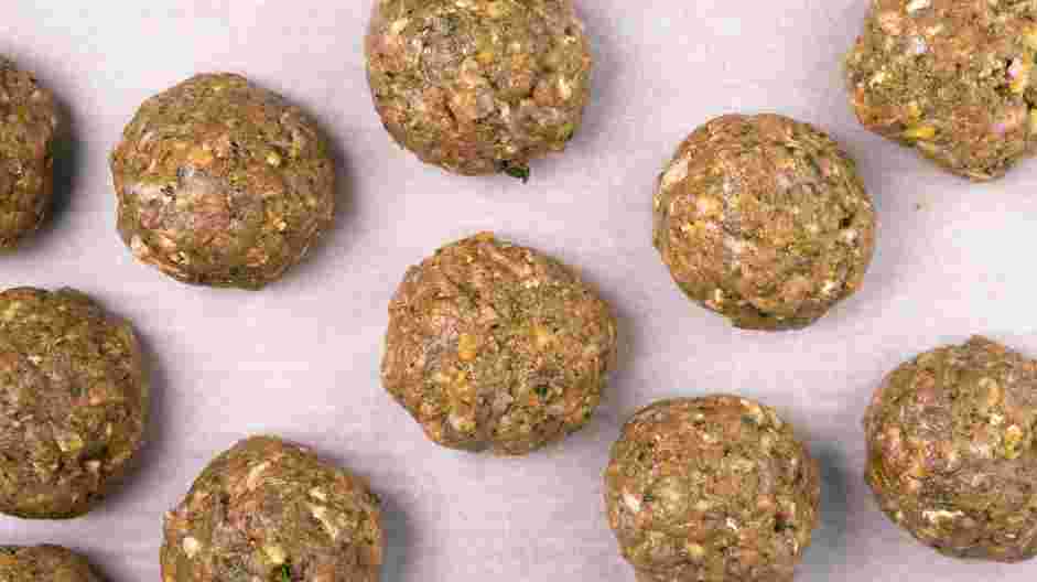 Greek Lamb Meatballs Recipe: Use a one-ounce ice cream scoop or your hands to form the meat mixture into small meatballs.