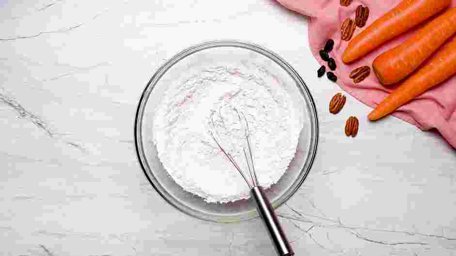 Carrot Cake Bundt Cake Recipe: Prepare the dry ingredients.