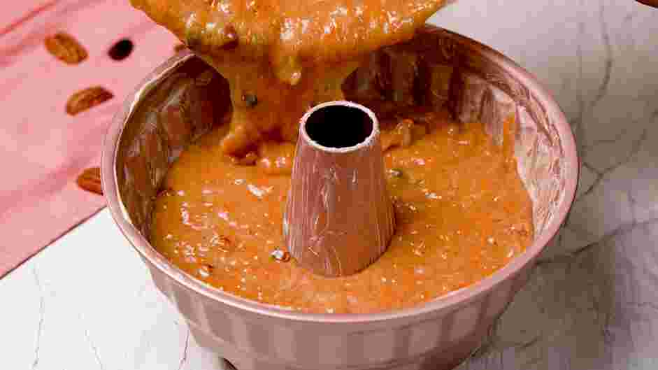 Carrot Cake Bundt Cake Recipe: Generously grease a 9-inch bundt pan.