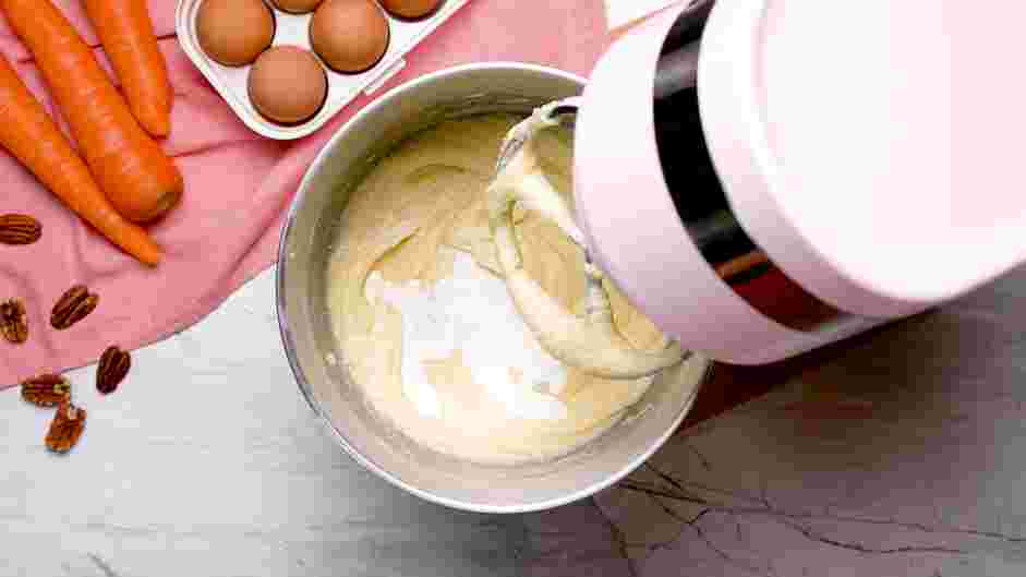 Carrot Cake Bundt Cake Recipe: Add the heavy cream and beat just until blended.