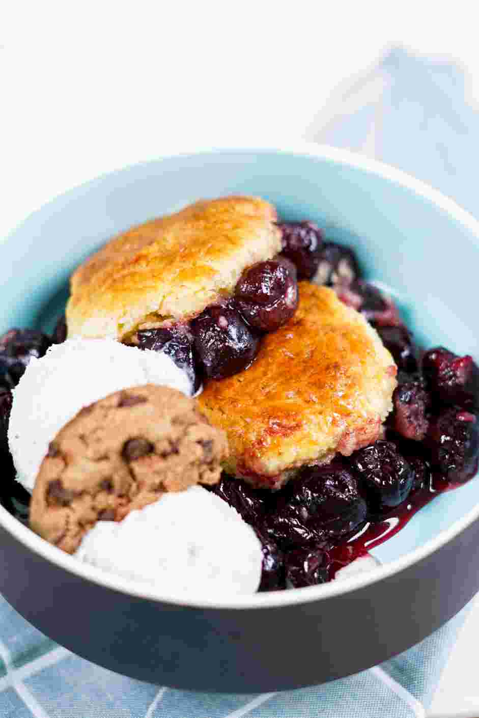 Cherry Cobbler Recipe: Serve warm with vanilla ice cream and cookies.