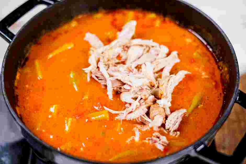 Chicken Gumbo Soup Recipe:
Remove chicken from pot and let cool for 5 minutes.