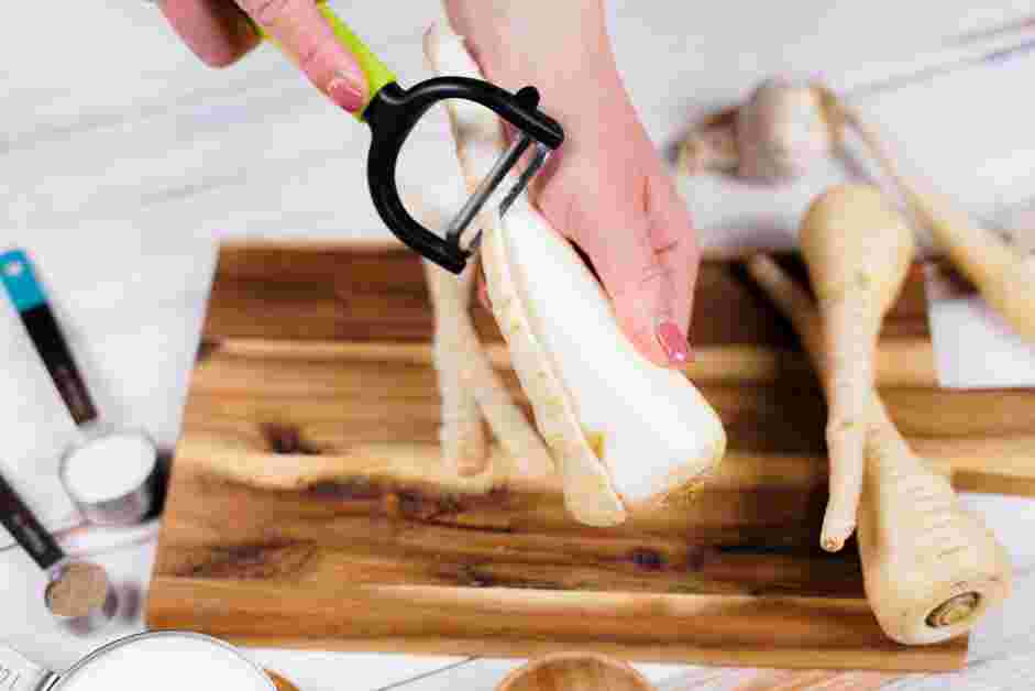 Parsnip Puree Recipe: Prepare the parsnips by peeling the parsnips and chopping them roughly.