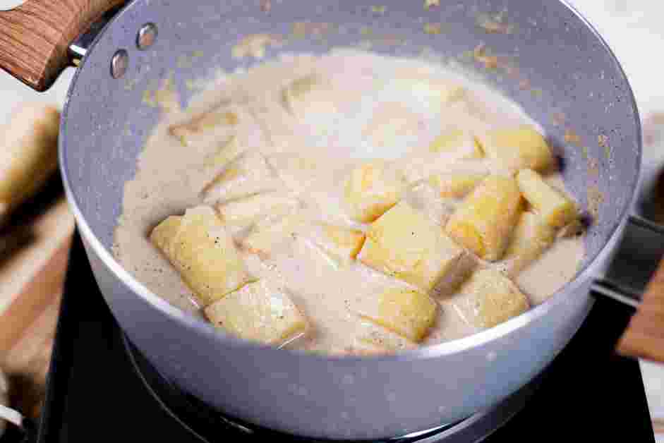 Parsnip Puree Recipe: 
Bring the mixture to a boil and lower to a simmer.