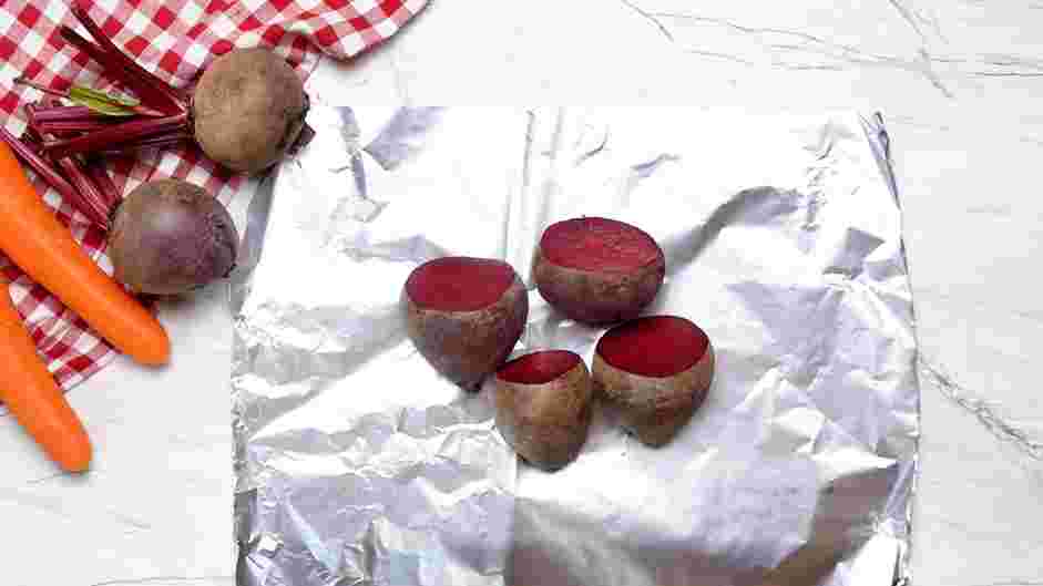 Roasted Beets and Carrots Recipe: Prepare the beets.