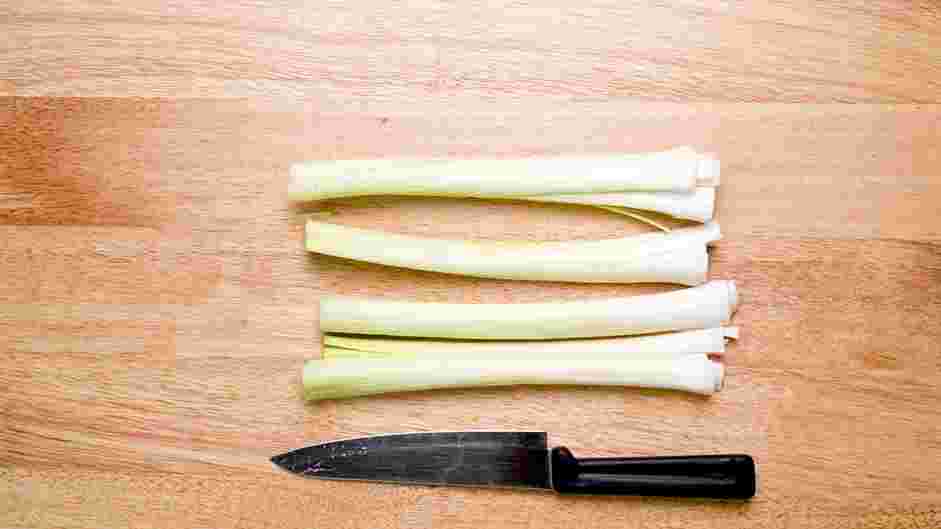 Roasted Leeks Recipe: 
Quarter the remaining leek lengthwise.