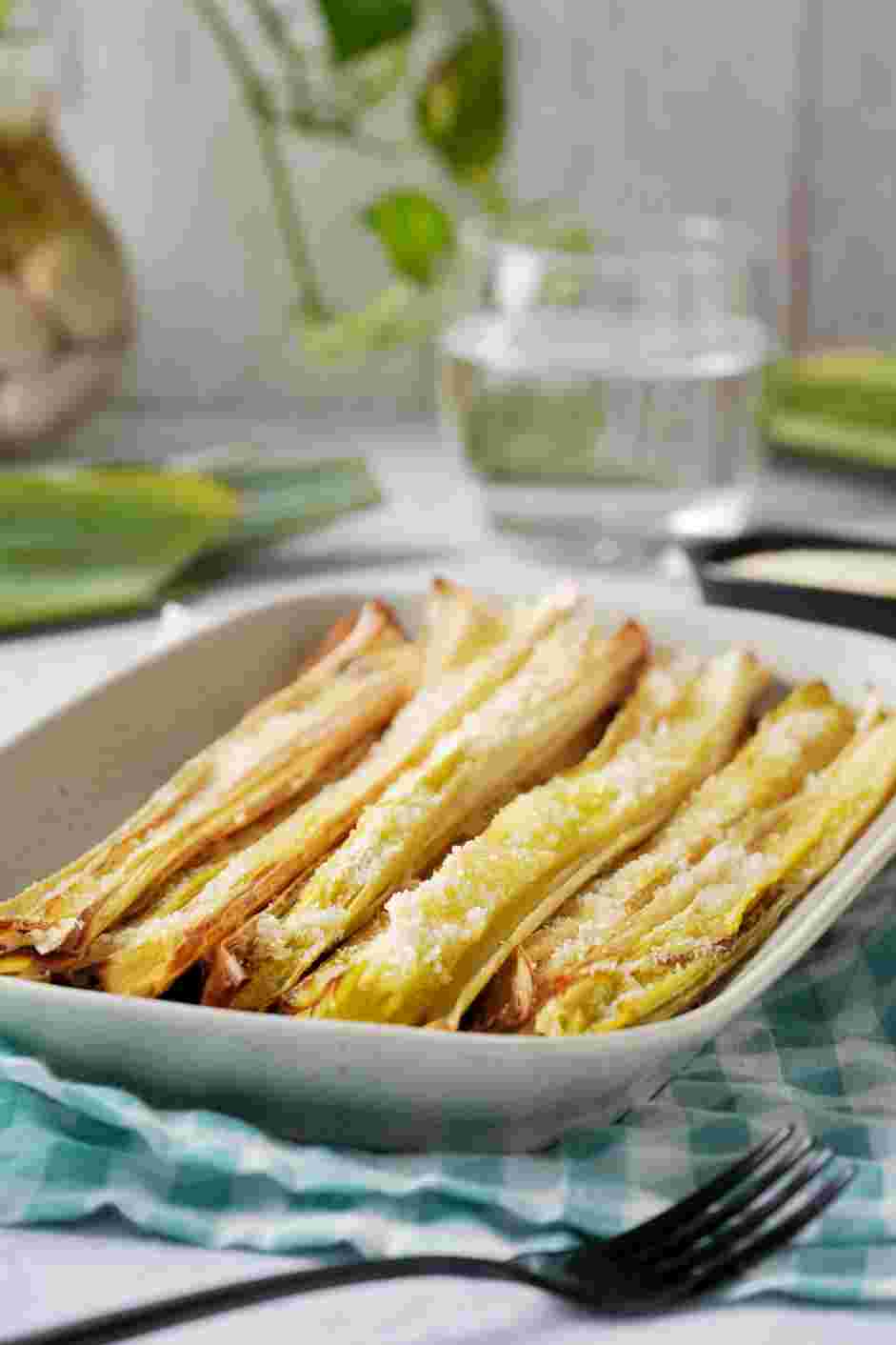 Roasted Leeks Recipe: Remove from oven and drizzle with olive oil before serving.