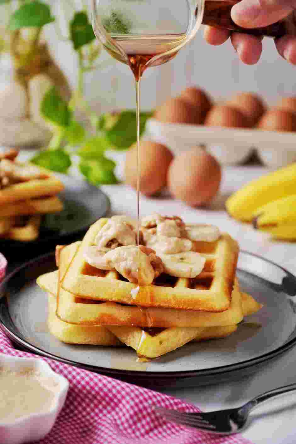 Sourdough Waffles Recipe: Drizzle the waffles with tahini and maple syrup and serve immediately.