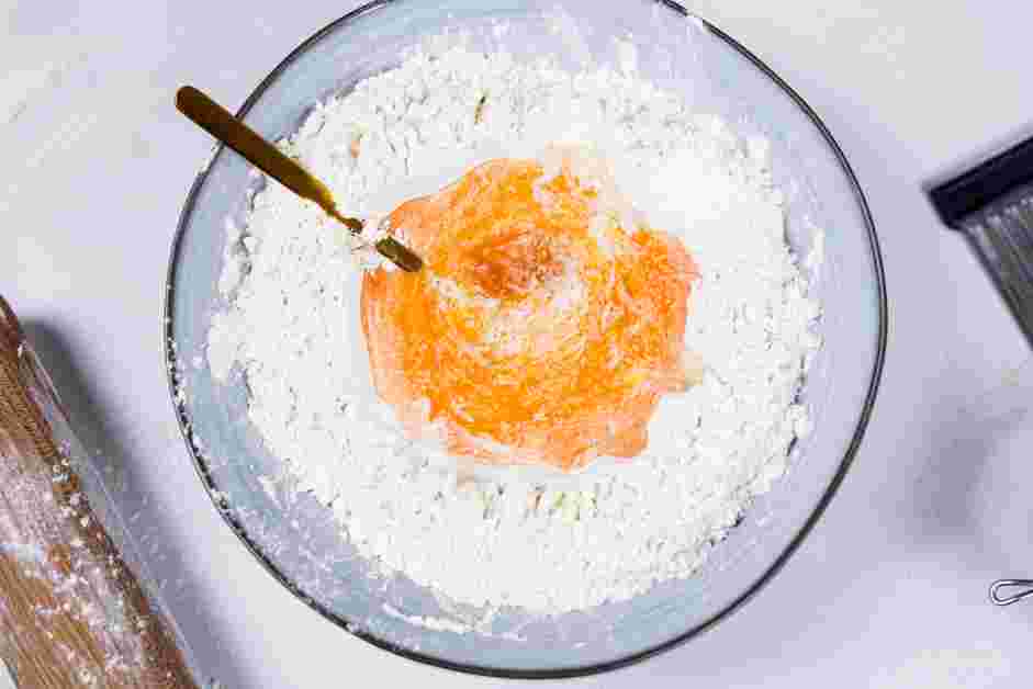Spinach Ravioli Recipe:
Add five eggs to the divot.