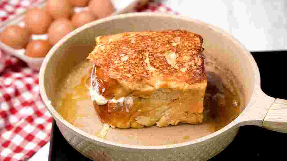 Stuffed French Toast Recipe:
In a large nonstick skillet over medium heat, melt two tablespoons of butter.