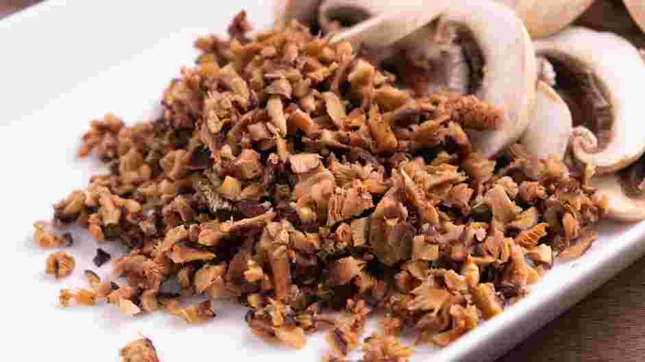 Chicken Mushroom Risotto Recipe:
Gently squeeze the mushrooms of their liquid and chop.