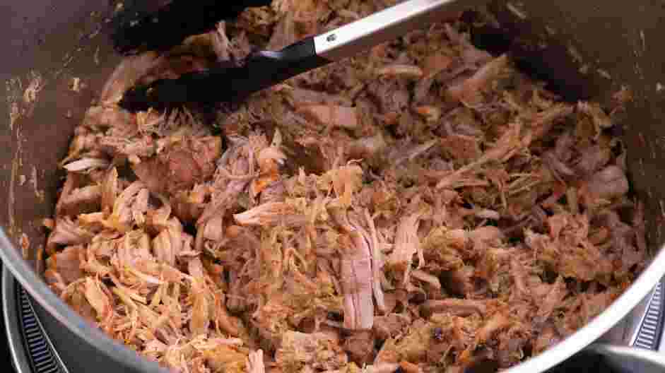 Pulled Pork Tacos Recipe: Fry the pork in the fat until the edges are crispy.