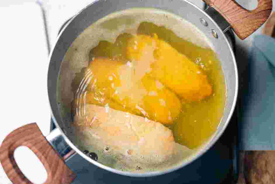 Tempeh Bacon Recipe:
Bring a small pot filled with the vegetable stock to a boil.