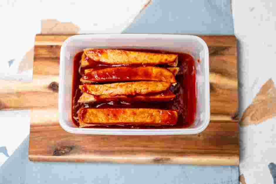 Tempeh Bacon Recipe: Add more marinade on top of the tempeh.