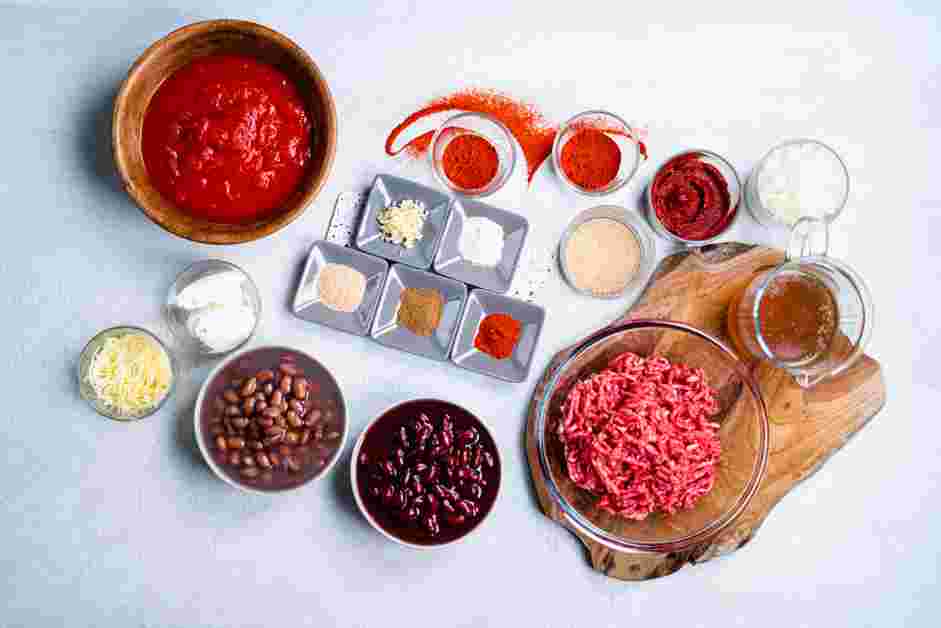 Red Chili Recipe: Measure and prep all ingredients.