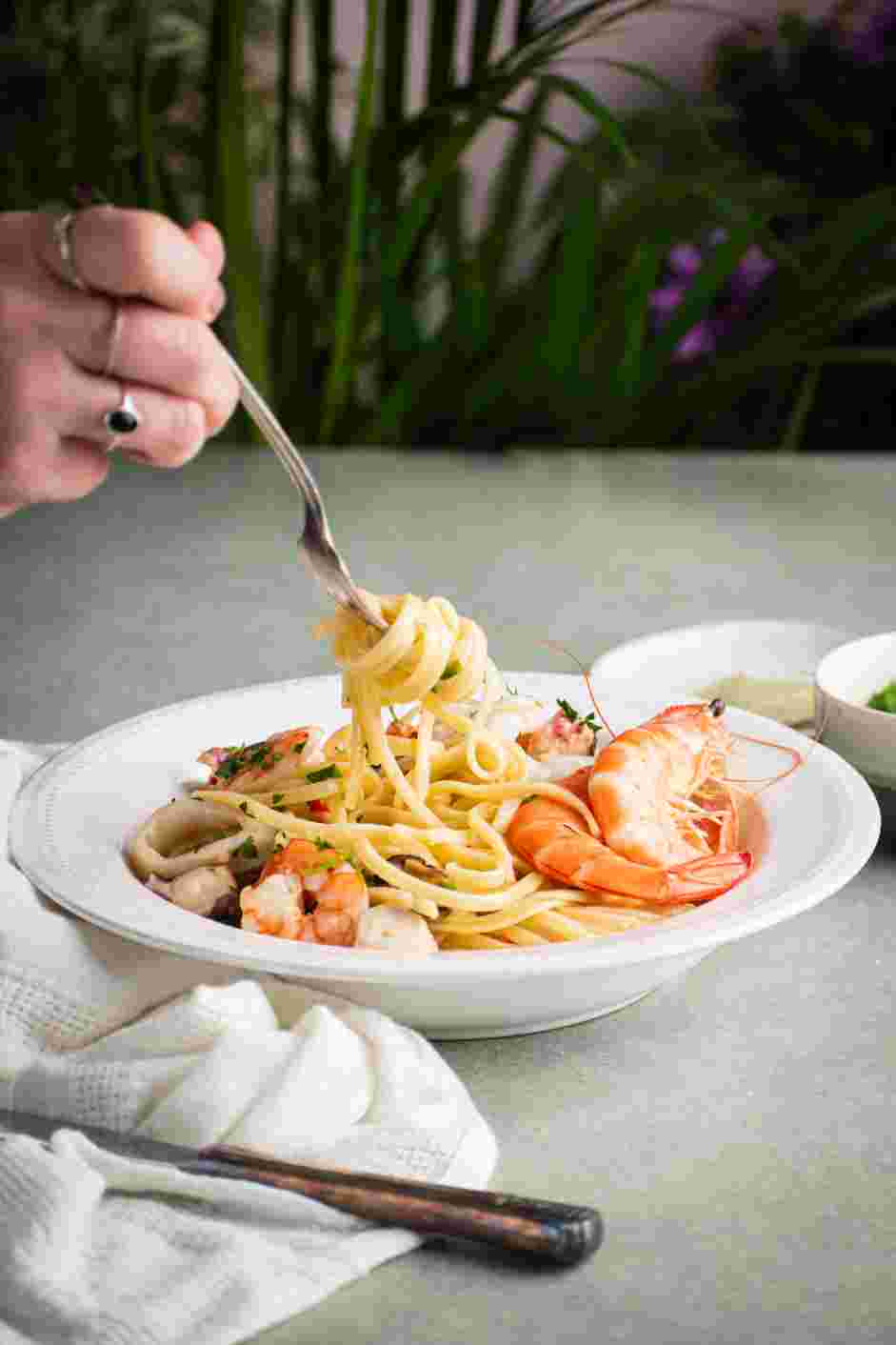 Seafood Linguini Recipe: Serve and enjoy!