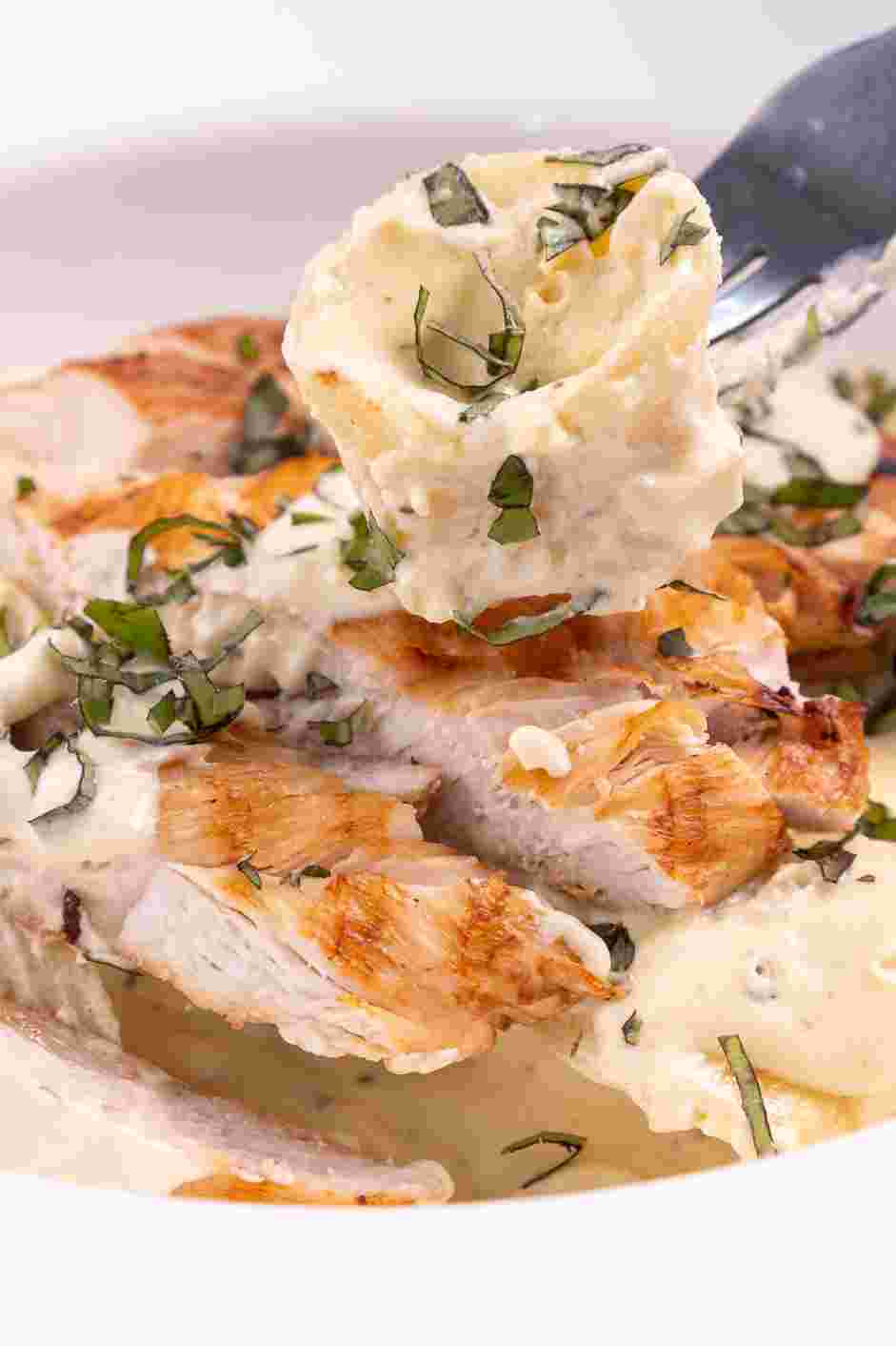 Asiago Tortelloni Alfredo with Grilled Chicken Recipe: Garnish with more grated cheese, as desired.