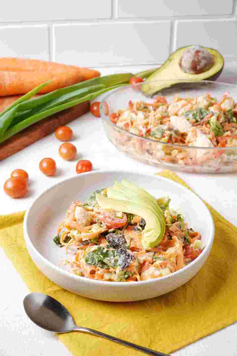 Buffalo Chicken Salad Recipe: Serve with sliced avocado.