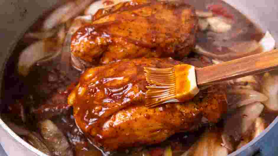 Dr Pepper Pulled Pork Recipe: Use a basting or silicone brush to brush the pork shoulder with barbecue sauce.