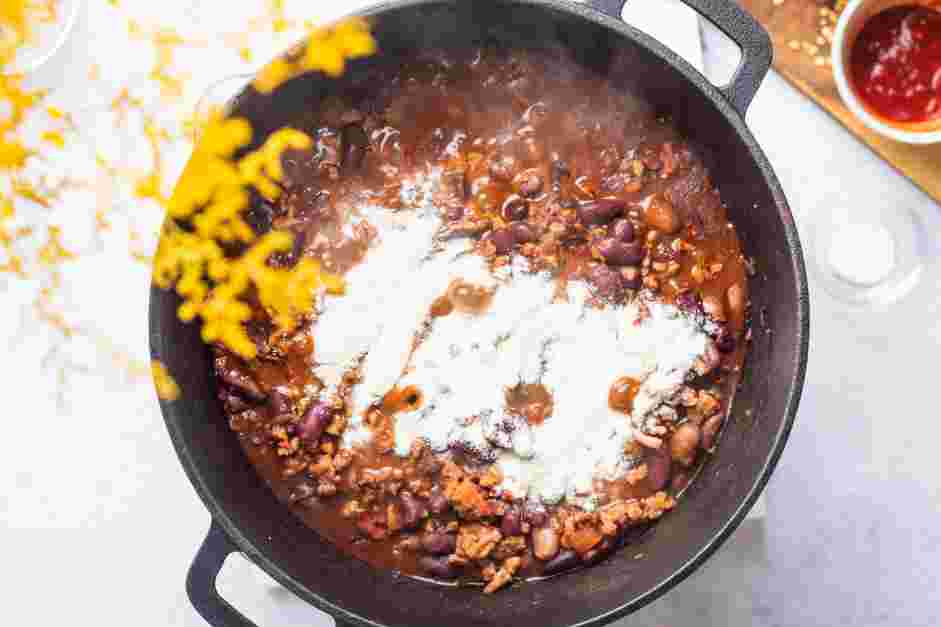 Stovetop Chili Recipe: If you prefer a thicker chili, stir in the masa harina and simmer for another 10 minutes.