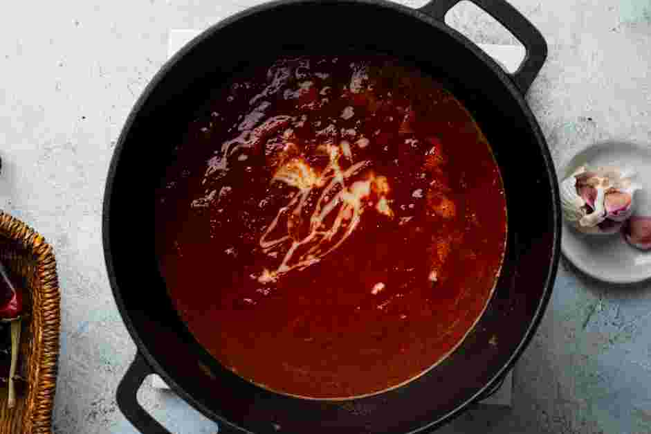 Enchiladas Rojas Recipe:
Whisk the roux into the salsa roja.