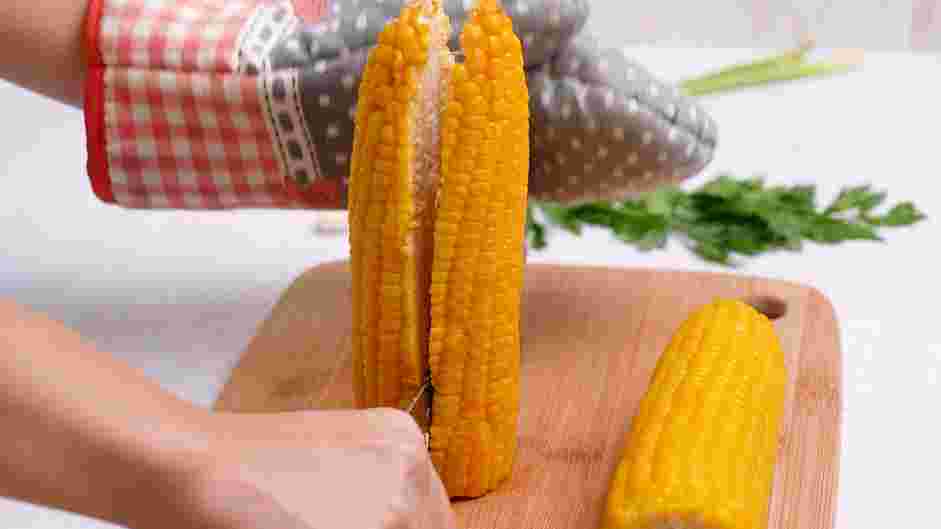 Corn Ribs Recipe: Wear a kevlar or kitchen glove on your non-dominant hand.