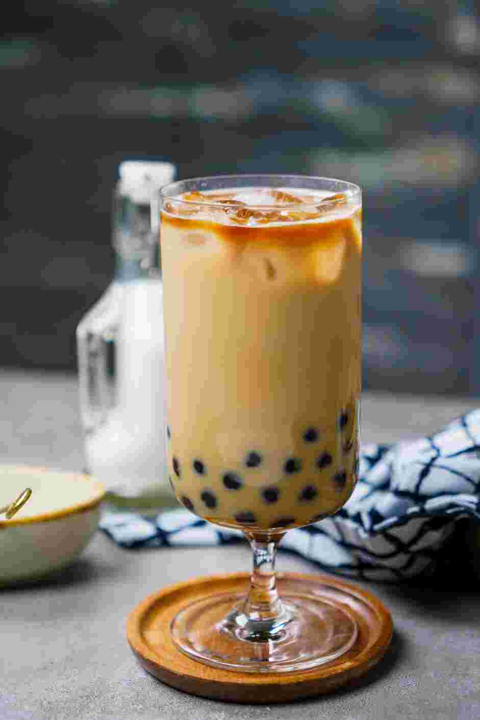 Boba Latte Recipe: Pour in the milk and stir until well combined.