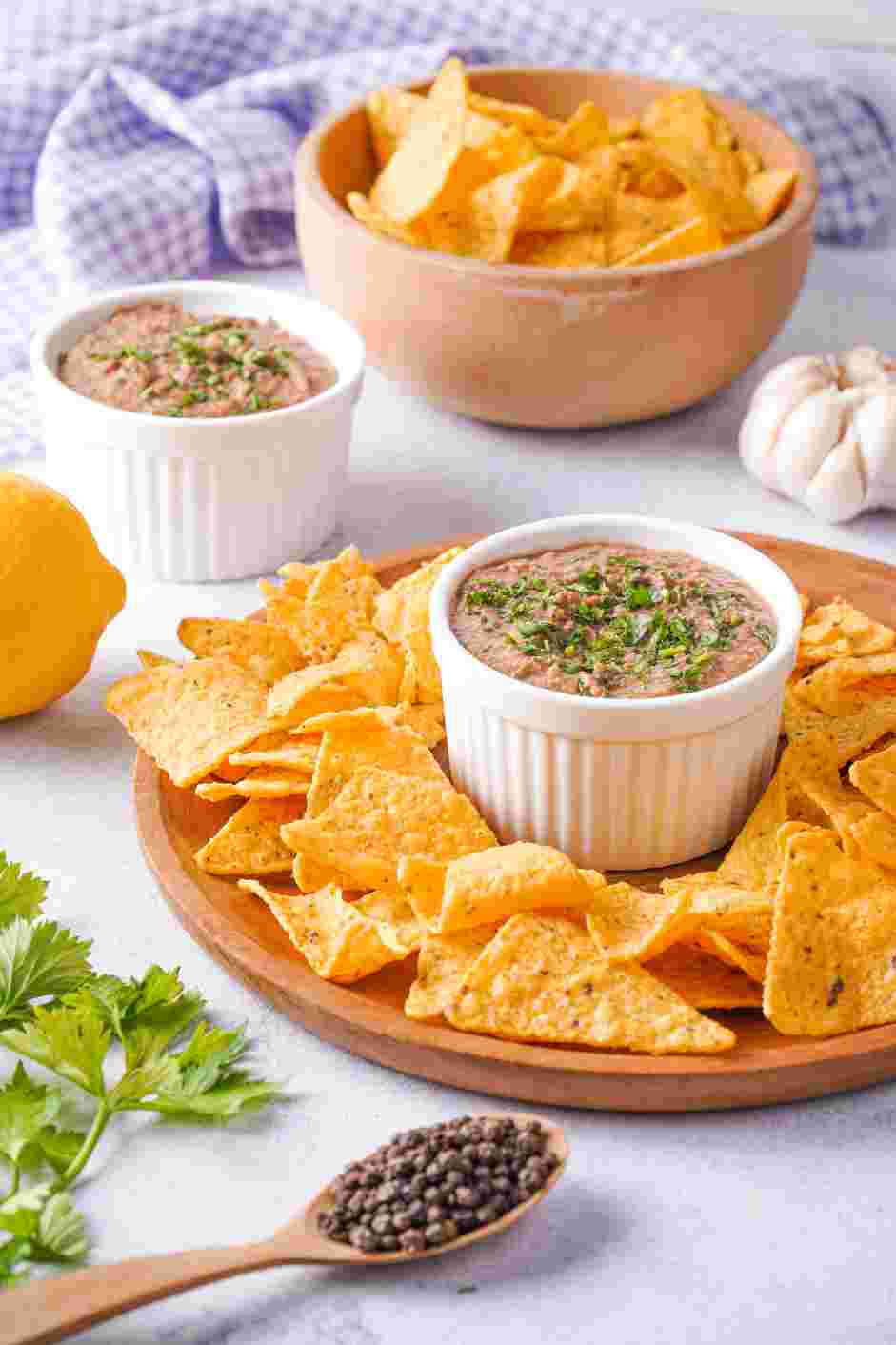 Black Bean Hummus Recipe: Garnish with more chopped cilantro and serve with tortilla chips or vegetables for dipping.